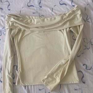 Off-Shoulder Long Sleeve Top in Light Yellow